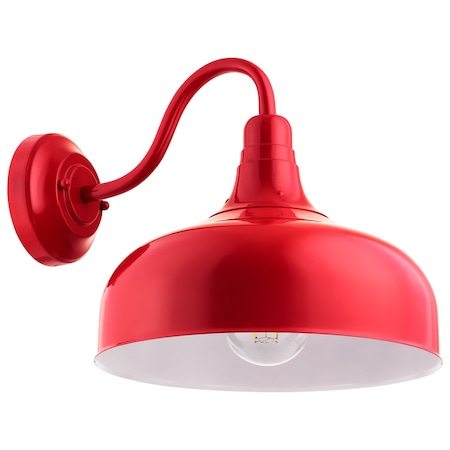 Sunlite Gooseneck Rustic Barn Lght Fixture, Wall Mount, E26, A19 60W Max, 12 Inch, Wet Location, Red 46069-SU